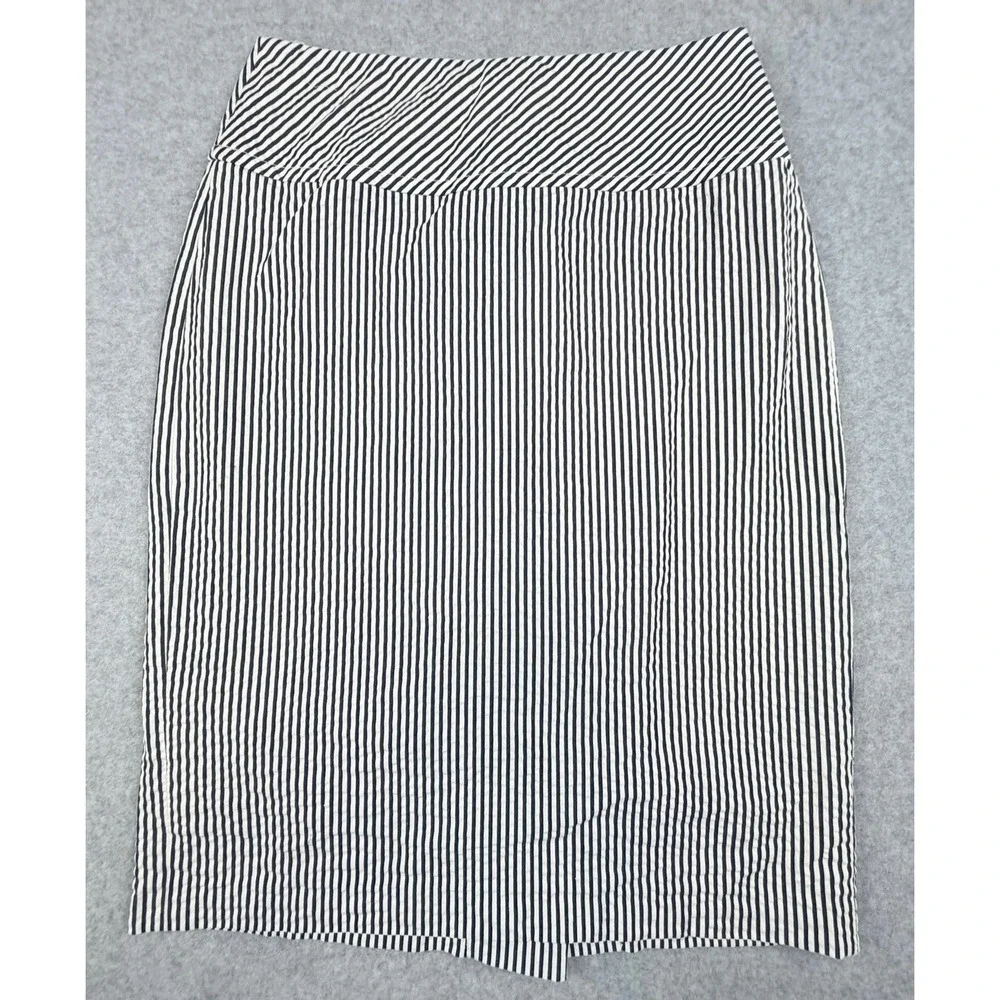 J.Crew Navy White Seersucker Striped Pencil Skirt Size 6